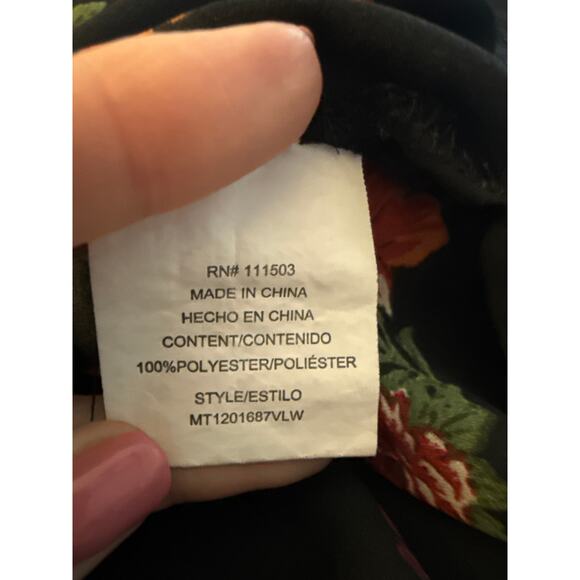 Lily White Woman's L Whimsigoth Floral Strappy Neck 3/4 Wide Sleeve Blouse L - Picture 7 of 8